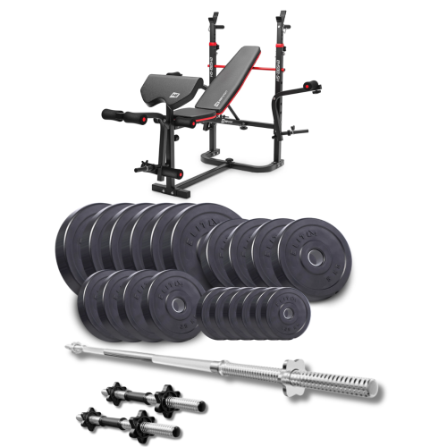 Набор со скамьей HS-1065HB Pro, штангой и гантелями Titan с ABS покрытием