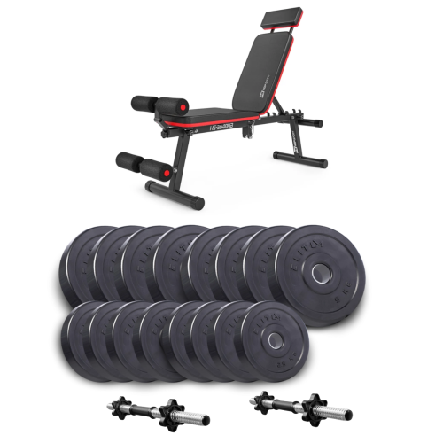 Набор со скамьей HS-2040 HB, штангами и гантелями Titan с ABS покрытием