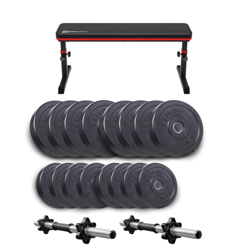 Набор со скамьей HS-1025 Pro, штангой и гантелями Titan