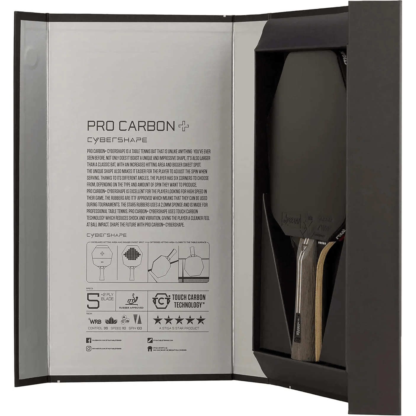 Ракетка для настольного тенниса Stiga Pro Carbon Plus Cybershape 5 Star FL - Image 6