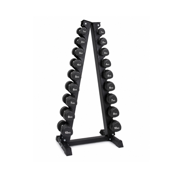 Гантельный ряд 1-10 кг Generation Fitness FF51D6C со стойкой "елочка" DR-17